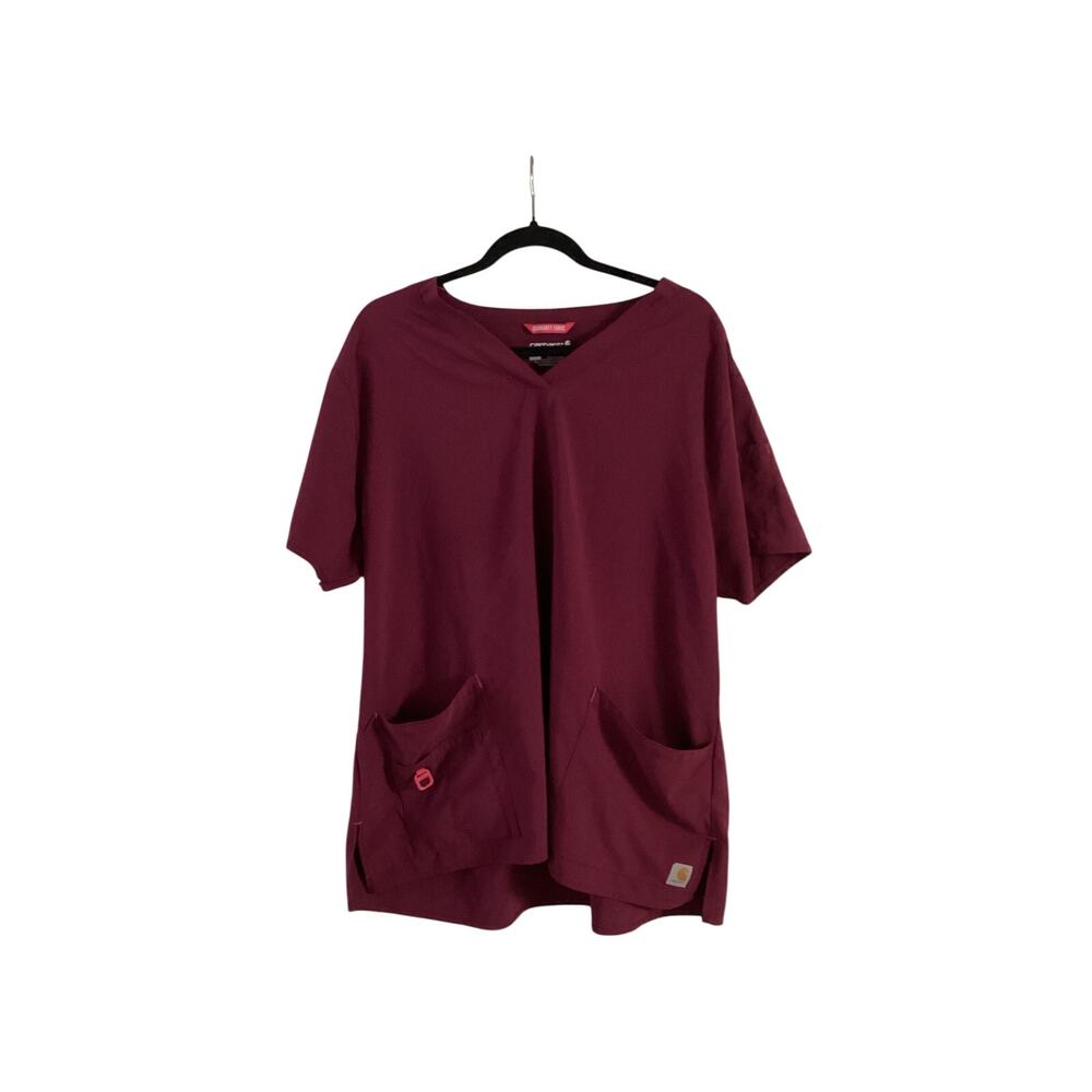 Carhartt Force Scrub Top 2XL Burgundy Modern Fit V-Neck Utility Medical C12110